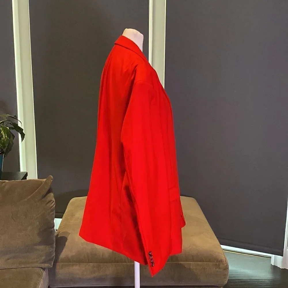 Men’s Mogu Red Suit Jacket Blazer One Button Notched Lapel Size 44 NWT